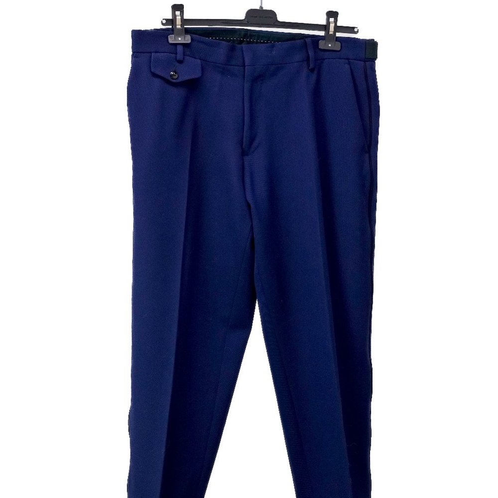 Dries Van Noten Men's Dark Blue Piped Trousers